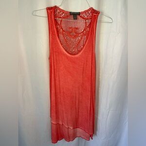 A Pea in the Pod Maternity Distressed Tangerine Tank Top with Lace Detail